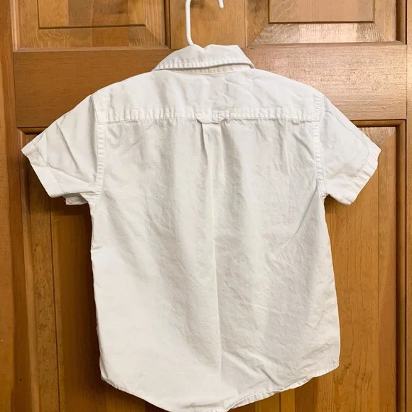 Crewcuts Thompson Kids White Short Sleeve Button-Down Shirt - Picture 2 of 3